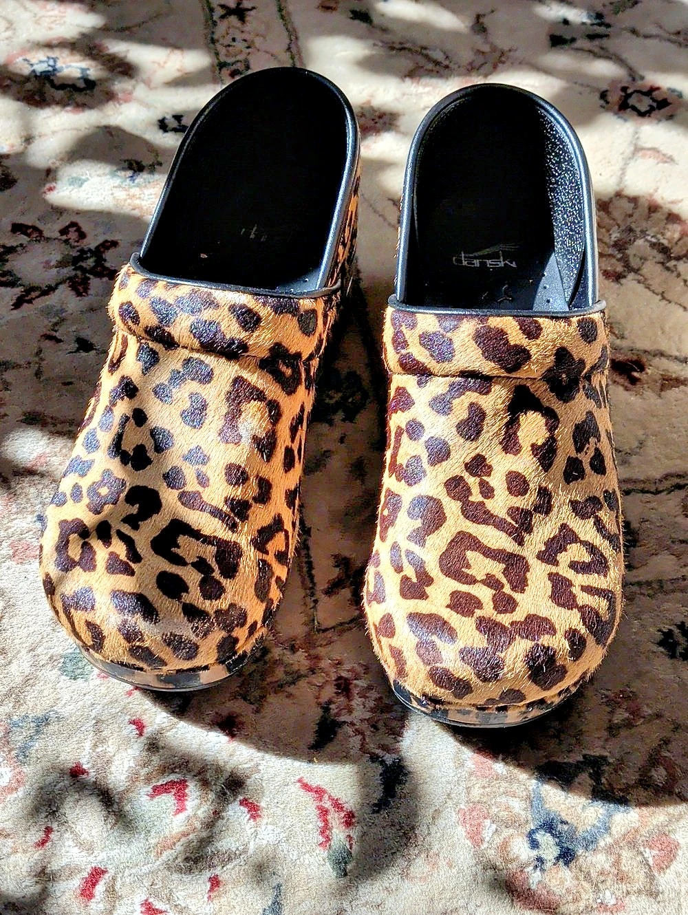 Dansko Professional Leopard Calf Hair Clogs EU 40